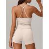 image:imageANRABESS Women Workout Sets Build in Bra 2 Piece Outfits Tank Tops Tummy Control Shorts Yoga Gym Active Wear Clothing SetBeige