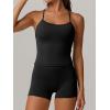 image:imageANRABESS Women Workout Sets Build in Bra 2 Piece Outfits Tank Tops Tummy Control Shorts Yoga Gym Active Wear Clothing SetBlack