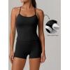 image:imageANRABESS Women Workout Sets Build in Bra 2 Piece Outfits Tank Tops Tummy Control Shorts Yoga Gym Active Wear Clothing SetBlack