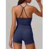 image:imageANRABESS Women Workout Sets Build in Bra 2 Piece Outfits Tank Tops Tummy Control Shorts Yoga Gym Active Wear Clothing SetDark Blue