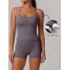 image:imageANRABESS Women Workout Sets Build in Bra 2 Piece Outfits Tank Tops Tummy Control Shorts Yoga Gym Active Wear Clothing SetDark Grey