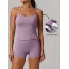 image:imageANRABESS Women Workout Sets Build in Bra 2 Piece Outfits Tank Tops Tummy Control Shorts Yoga Gym Active Wear Clothing SetGrey Purple