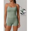 image:imageANRABESS Women Workout Sets Build in Bra 2 Piece Outfits Tank Tops Tummy Control Shorts Yoga Gym Active Wear Clothing SetLight Green
