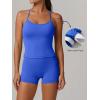 image:imageANRABESS Women Workout Sets Build in Bra 2 Piece Outfits Tank Tops Tummy Control Shorts Yoga Gym Active Wear Clothing SetRoyal Blue