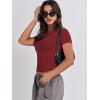 image:imageANRABESS Womens 3 Pack Short Sleeve Shirts 2026 Crop Tops Tight Fitted Basic Tees Workout T Shirts Y2k Clothes Summer OutfitBlackwhitedeep Red