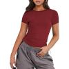 image:imageANRABESS Womens 3 Pack Short Sleeve Shirts 2026 Crop Tops Tight Fitted Basic Tees Workout T Shirts Y2k Clothes Summer OutfitBlackwhitedeep Red