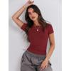 image:imageANRABESS Womens 3 Pack Short Sleeve Shirts 2026 Crop Tops Tight Fitted Basic Tees Workout T Shirts Y2k Clothes Summer OutfitBlackwhitedeep Red