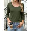 image:imageANRABESS Womens 34 Length Sleeve Top V Neck Summer TShirts Basic Tee 2026 Fall Casual Loose Fit Tunic Shirts Work BlouseArmy Green