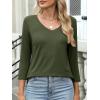 image:imageANRABESS Womens 34 Length Sleeve Top V Neck Summer TShirts Basic Tee 2026 Fall Casual Loose Fit Tunic Shirts Work BlouseArmy Green