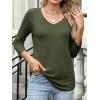 image:imageANRABESS Womens 34 Length Sleeve Top V Neck Summer TShirts Basic Tee 2026 Fall Casual Loose Fit Tunic Shirts Work BlouseArmy Green