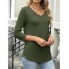 image:imageANRABESS Womens 34 Length Sleeve Top V Neck Summer TShirts Basic Tee 2026 Fall Casual Loose Fit Tunic Shirts Work BlouseArmy Green