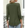 image:imageANRABESS Womens 34 Length Sleeve Top V Neck Summer TShirts Basic Tee 2026 Fall Casual Loose Fit Tunic Shirts Work BlouseArmy Green
