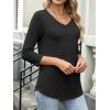 image:imageANRABESS Womens 34 Length Sleeve Top V Neck Summer TShirts Basic Tee 2026 Fall Casual Loose Fit Tunic Shirts Work BlouseBlack