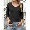 image:imageANRABESS Womens 34 Length Sleeve Top V Neck Summer TShirts Basic Tee 2026 Fall Casual Loose Fit Tunic Shirts Work BlouseBlack
