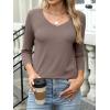 image:imageANRABESS Womens 34 Length Sleeve Top V Neck Summer TShirts Basic Tee 2026 Fall Casual Loose Fit Tunic Shirts Work BlouseBrown