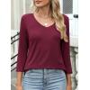 image:imageANRABESS Womens 34 Length Sleeve Top V Neck Summer TShirts Basic Tee 2026 Fall Casual Loose Fit Tunic Shirts Work BlouseBurgundy