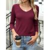 image:imageANRABESS Womens 34 Length Sleeve Top V Neck Summer TShirts Basic Tee 2026 Fall Casual Loose Fit Tunic Shirts Work BlouseBurgundy
