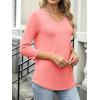 image:imageANRABESS Womens 34 Length Sleeve Top V Neck Summer TShirts Basic Tee 2026 Fall Casual Loose Fit Tunic Shirts Work BlouseCoral