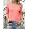 image:imageANRABESS Womens 34 Length Sleeve Top V Neck Summer TShirts Basic Tee 2026 Fall Casual Loose Fit Tunic Shirts Work BlouseCoral
