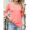image:imageANRABESS Womens 34 Length Sleeve Top V Neck Summer TShirts Basic Tee 2026 Fall Casual Loose Fit Tunic Shirts Work BlouseCoral