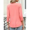 image:imageANRABESS Womens 34 Length Sleeve Top V Neck Summer TShirts Basic Tee 2026 Fall Casual Loose Fit Tunic Shirts Work BlouseCoral
