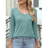 image:imageANRABESS Womens 34 Length Sleeve Top V Neck Summer TShirts Basic Tee 2026 Fall Casual Loose Fit Tunic Shirts Work BlouseGray Green