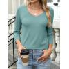image:imageANRABESS Womens 34 Length Sleeve Top V Neck Summer TShirts Basic Tee 2026 Fall Casual Loose Fit Tunic Shirts Work BlouseGray Green
