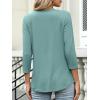 image:imageANRABESS Womens 34 Length Sleeve Top V Neck Summer TShirts Basic Tee 2026 Fall Casual Loose Fit Tunic Shirts Work BlouseGray Green