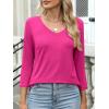image:imageANRABESS Womens 34 Length Sleeve Top V Neck Summer TShirts Basic Tee 2026 Fall Casual Loose Fit Tunic Shirts Work BlouseHot Pink