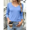 image:imageANRABESS Womens 34 Length Sleeve Top V Neck Summer TShirts Basic Tee 2026 Fall Casual Loose Fit Tunic Shirts Work BlouseLight Blue