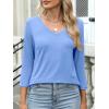 image:imageANRABESS Womens 34 Length Sleeve Top V Neck Summer TShirts Basic Tee 2026 Fall Casual Loose Fit Tunic Shirts Work BlouseLight Blue