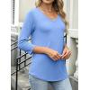 image:imageANRABESS Womens 34 Length Sleeve Top V Neck Summer TShirts Basic Tee 2026 Fall Casual Loose Fit Tunic Shirts Work BlouseLight Blue