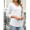 image:imageANRABESS Womens 34 Length Sleeve Top V Neck Summer TShirts Basic Tee 2026 Fall Casual Loose Fit Tunic Shirts Work BlouseWhite