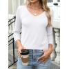 image:imageANRABESS Womens 34 Length Sleeve Top V Neck Summer TShirts Basic Tee 2026 Fall Casual Loose Fit Tunic Shirts Work BlouseWhite