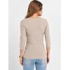 image:imageANRABESS Womens 34 Sleeve Scoop Neck Tops Ribbed Knit Slim Fitted Casual Basic Tee Shirts 2025 Fall Trendy Going Out TShirtBeige