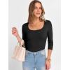 image:imageANRABESS Womens 34 Sleeve Scoop Neck Tops Ribbed Knit Slim Fitted Casual Basic Tee Shirts 2025 Fall Trendy Going Out TShirtBlack