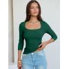 image:imageANRABESS Womens 34 Sleeve Scoop Neck Tops Ribbed Knit Slim Fitted Casual Basic Tee Shirts 2025 Fall Trendy Going Out TShirtDeep Green