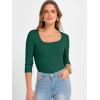 image:imageANRABESS Womens 34 Sleeve Scoop Neck Tops Ribbed Knit Slim Fitted Casual Basic Tee Shirts 2025 Fall Trendy Going Out TShirtDeep Green