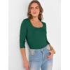 image:imageANRABESS Womens 34 Sleeve Scoop Neck Tops Ribbed Knit Slim Fitted Casual Basic Tee Shirts 2025 Fall Trendy Going Out TShirtDeep Green