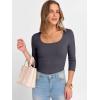 image:imageANRABESS Womens 34 Sleeve Scoop Neck Tops Ribbed Knit Slim Fitted Casual Basic Tee Shirts 2025 Fall Trendy Going Out TShirtDeep Grey