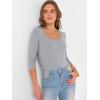image:imageANRABESS Womens 34 Sleeve Scoop Neck Tops Ribbed Knit Slim Fitted Casual Basic Tee Shirts 2025 Fall Trendy Going Out TShirtGrey