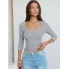 image:imageANRABESS Womens 34 Sleeve Scoop Neck Tops Ribbed Knit Slim Fitted Casual Basic Tee Shirts 2025 Fall Trendy Going Out TShirtGrey