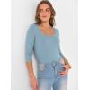 image:imageANRABESS Womens 34 Sleeve Scoop Neck Tops Ribbed Knit Slim Fitted Casual Basic Tee Shirts 2025 Fall Trendy Going Out TShirtGrey Blue