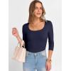 image:imageANRABESS Womens 34 Sleeve Scoop Neck Tops Ribbed Knit Slim Fitted Casual Basic Tee Shirts 2025 Fall Trendy Going Out TShirtNavy Blue
