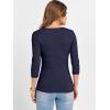 image:imageANRABESS Womens 34 Sleeve Scoop Neck Tops Ribbed Knit Slim Fitted Casual Basic Tee Shirts 2025 Fall Trendy Going Out TShirtNavy Blue