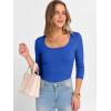 image:imageANRABESS Womens 34 Sleeve Scoop Neck Tops Ribbed Knit Slim Fitted Casual Basic Tee Shirts 2025 Fall Trendy Going Out TShirtRoyal Blue
