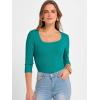 image:imageANRABESS Womens 34 Sleeve Scoop Neck Tops Ribbed Knit Slim Fitted Casual Basic Tee Shirts 2025 Fall Trendy Going Out TShirtTeal