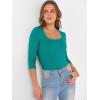 image:imageANRABESS Womens 34 Sleeve Scoop Neck Tops Ribbed Knit Slim Fitted Casual Basic Tee Shirts 2025 Fall Trendy Going Out TShirtTeal