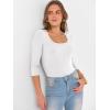 image:imageANRABESS Womens 34 Sleeve Scoop Neck Tops Ribbed Knit Slim Fitted Casual Basic Tee Shirts 2025 Fall Trendy Going Out TShirtWhite
