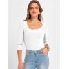 image:imageANRABESS Womens 34 Sleeve Scoop Neck Tops Ribbed Knit Slim Fitted Casual Basic Tee Shirts 2025 Fall Trendy Going Out TShirtWhite